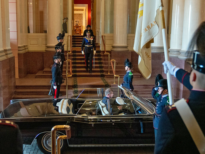 Kronprinsregenten og Dronningen forlater Slottet for åpningen av det 165. storting. Foto: Simen Løvberg Sund, Det kongelige hoff